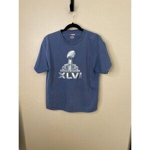 NFL Super Bowl XLVI Blue Short-Sleeve Cotton T-Shirt Mens L Team Apparel 2012
